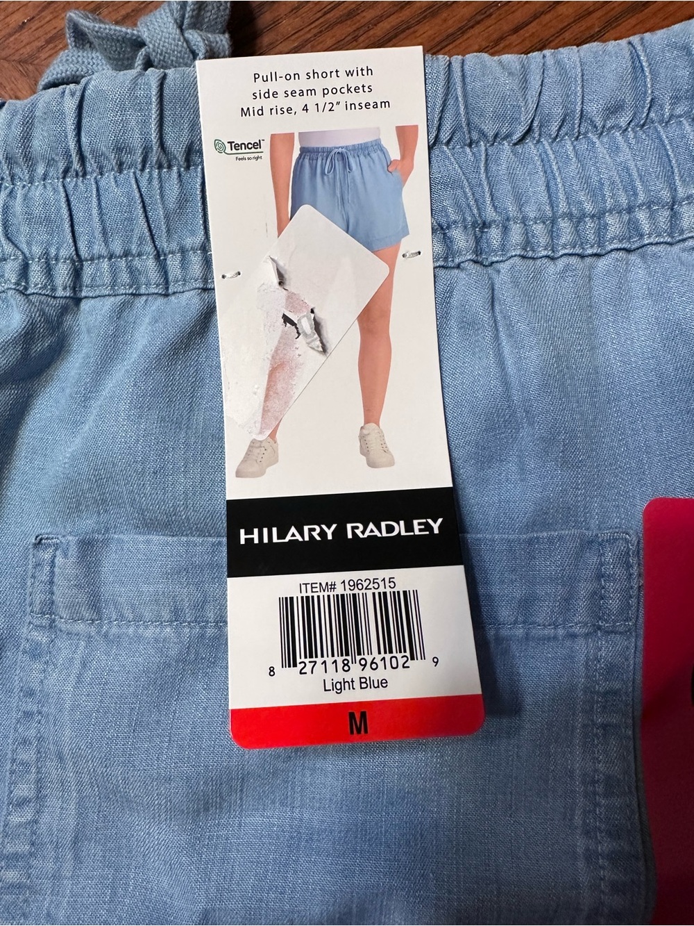 Hilary Radley Light Blue Mid-Rise Elastic Waist Athletic Shorts